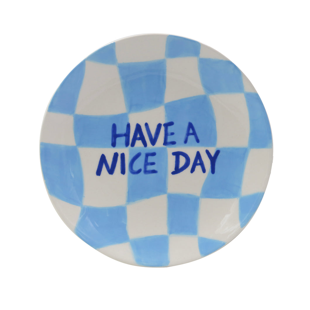 Que Rico keramiek bord blauw Have a Nice Day 