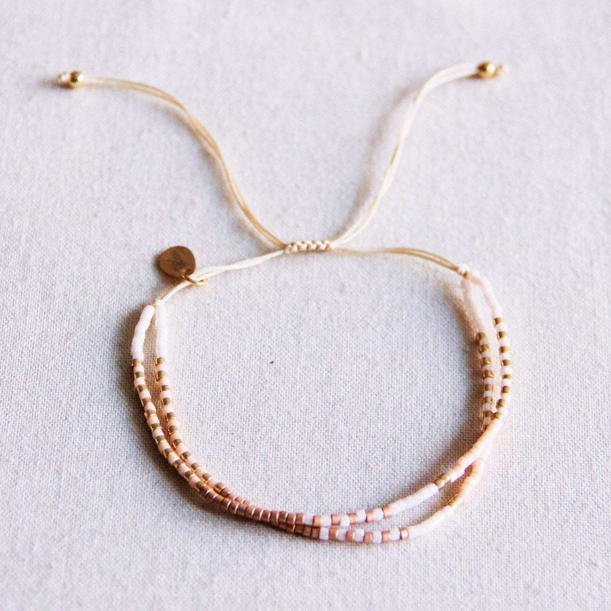 Miyuki armband dubbel nude-wit-taupe