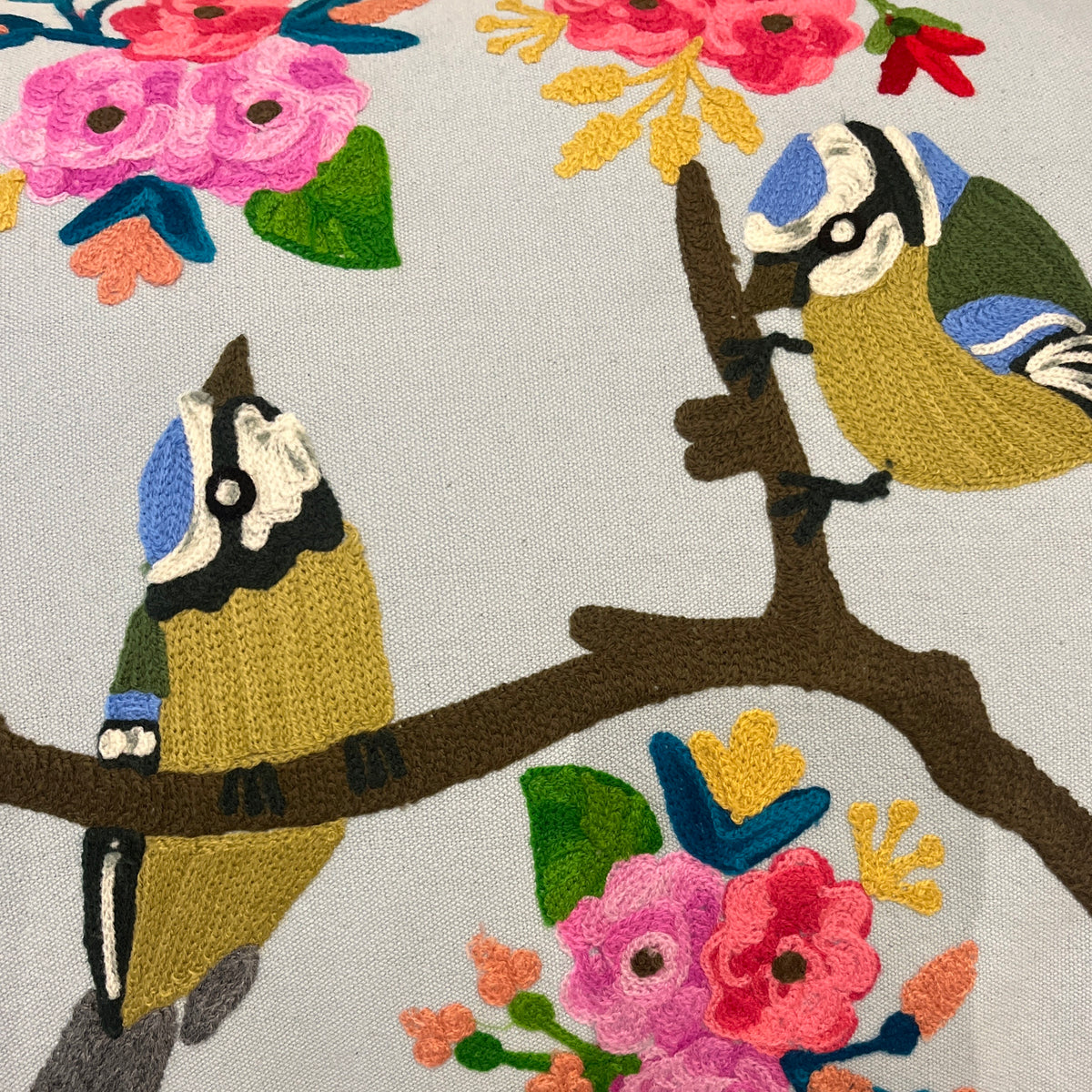 Kussen Birds & Flowers blauw