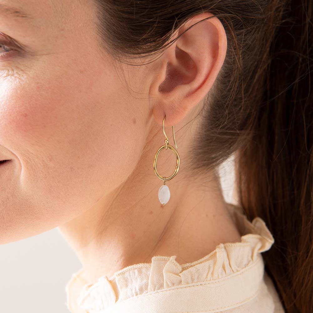 Boucles d'oreilles Gracieuses Pierre de Lune Or