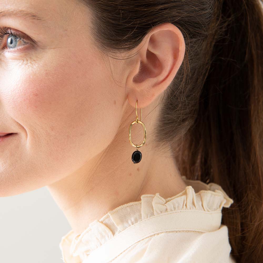 Boucles d'oreilles Graceful Onyx Noir or