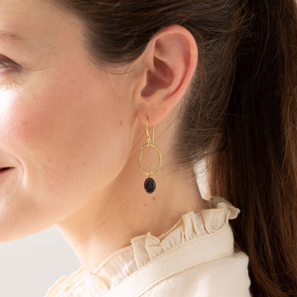 Oorbellen Graceful Granaat Goud