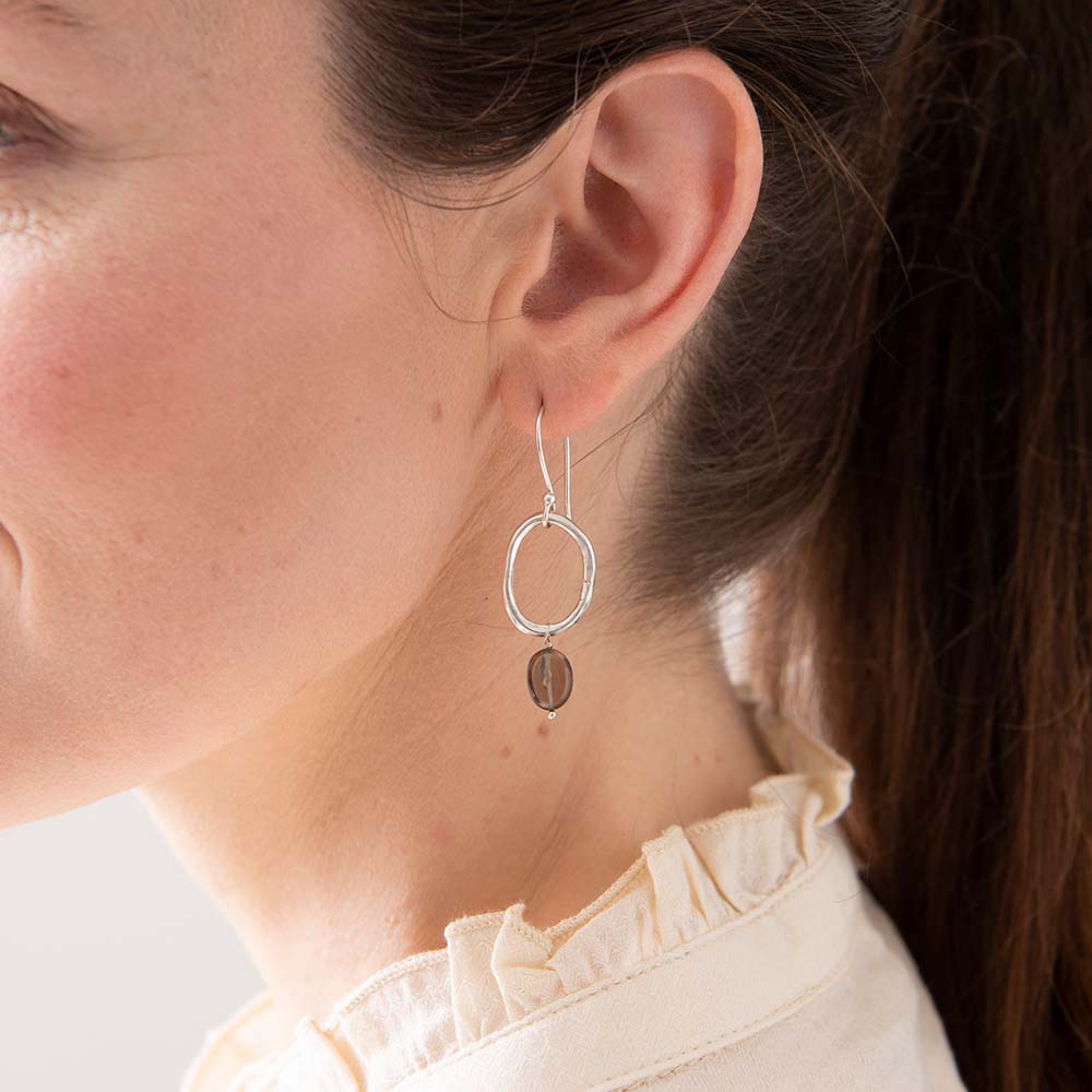 Oorbellen Graceful Rookkwarts Zilver