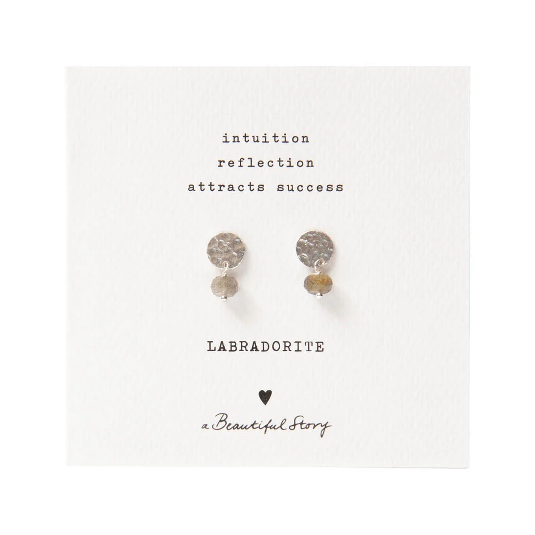 Oorbellen Mini Coin Labradoriet Silver