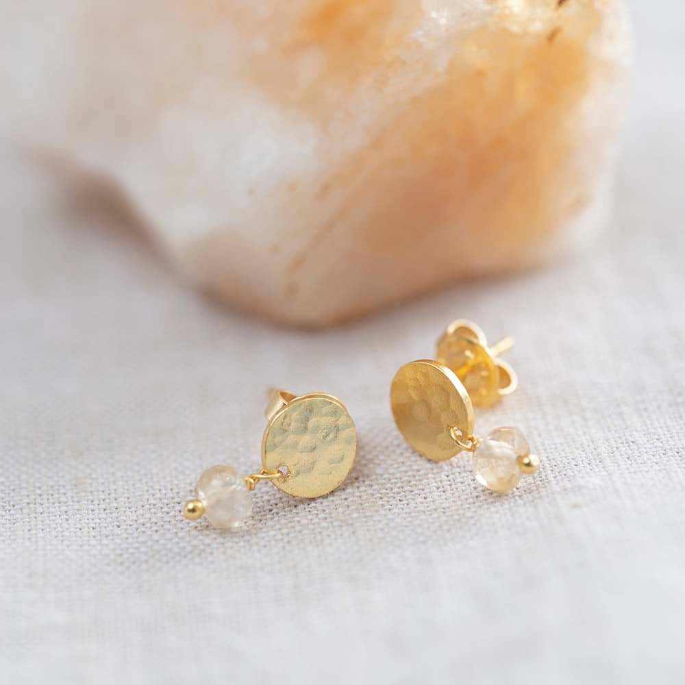 Boucles d'Oreilles Mini Coin Aventurine Or