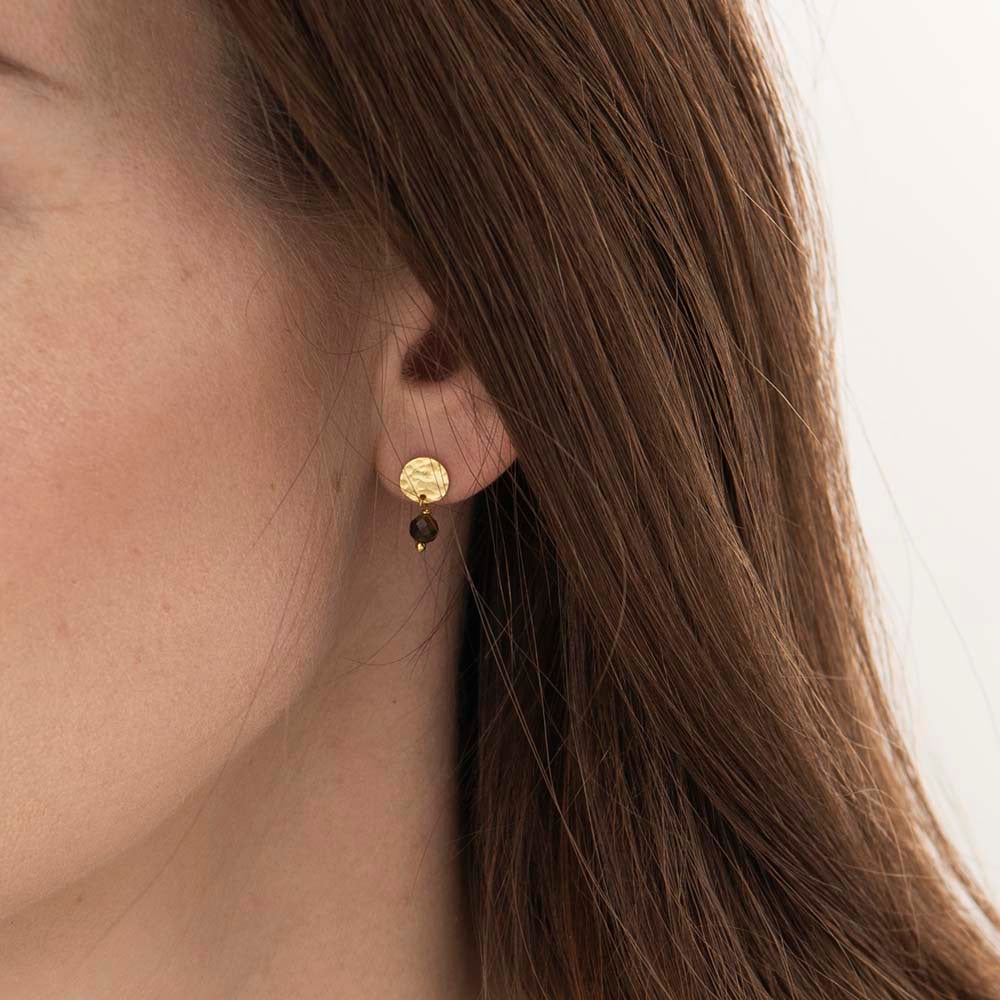 Oorbellen Mini Coin Granaat Gold