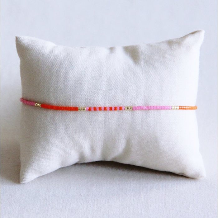 Miyuki armband enkel roze-oranje