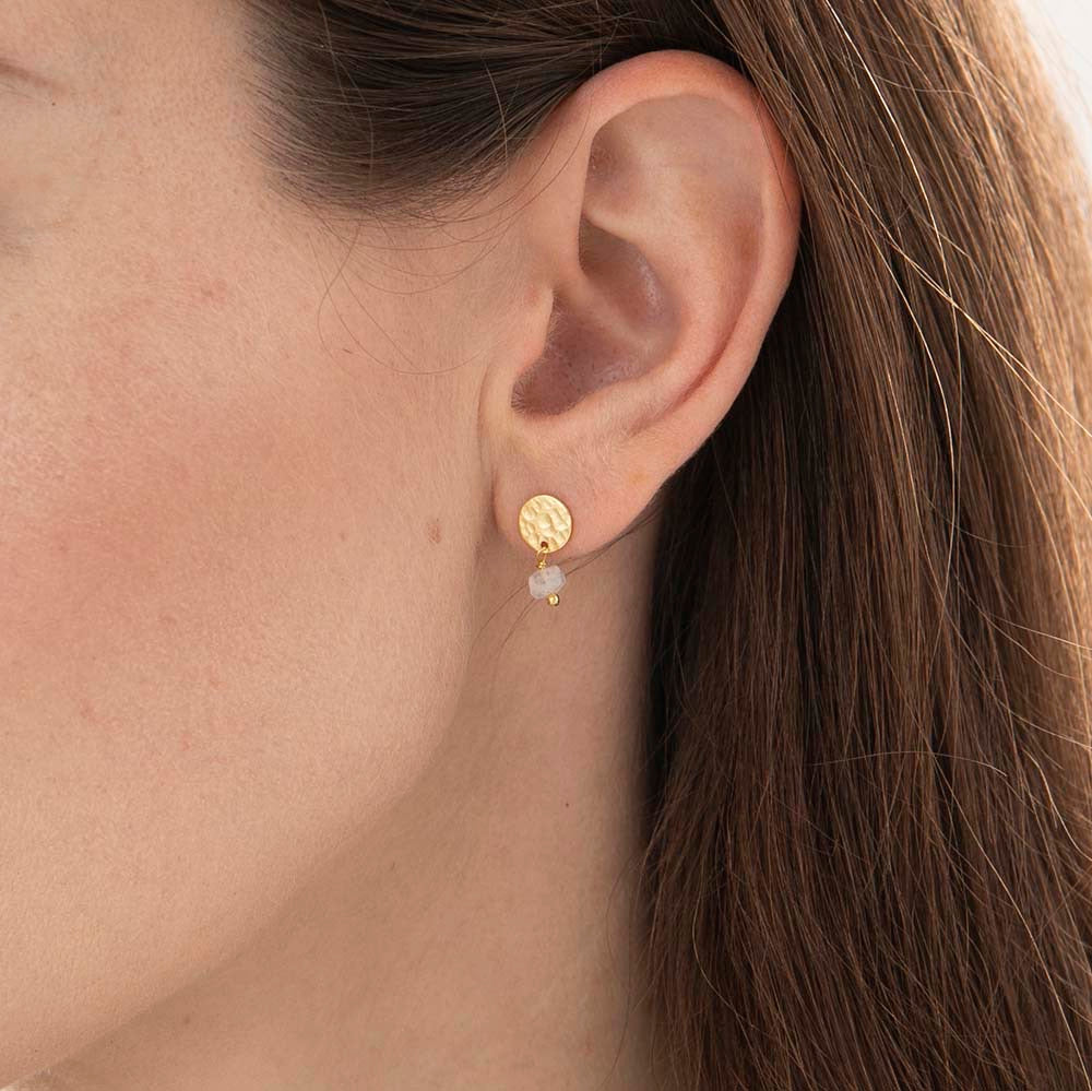 Boucles d'Oreilles Mini Coin Aventurine Or