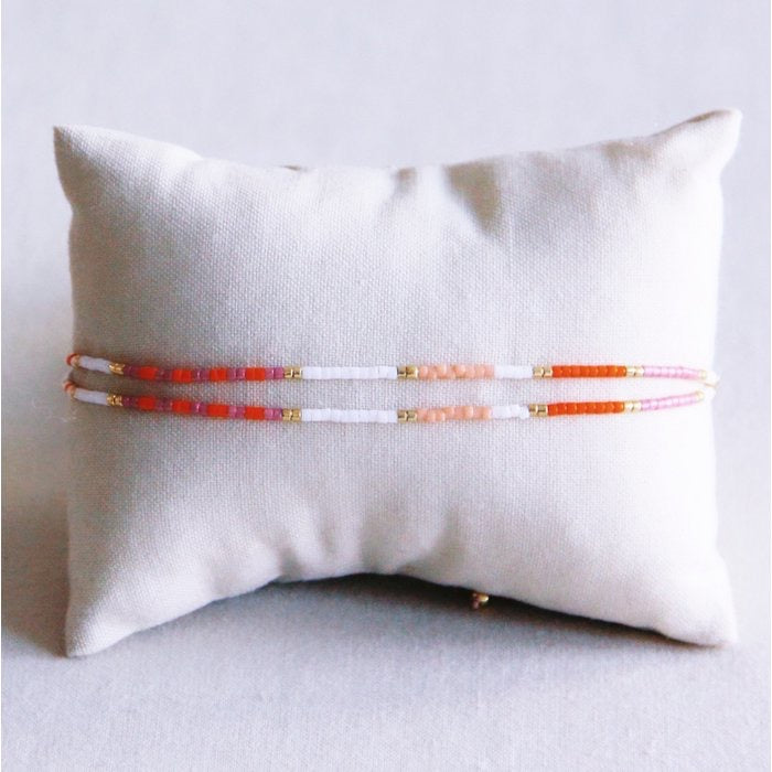 Miyuki armband dubbel wit-oranje-paars