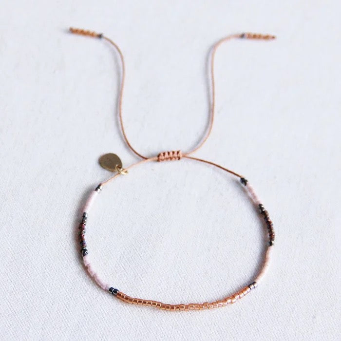 Miyuki armband enkel cognac-nude
