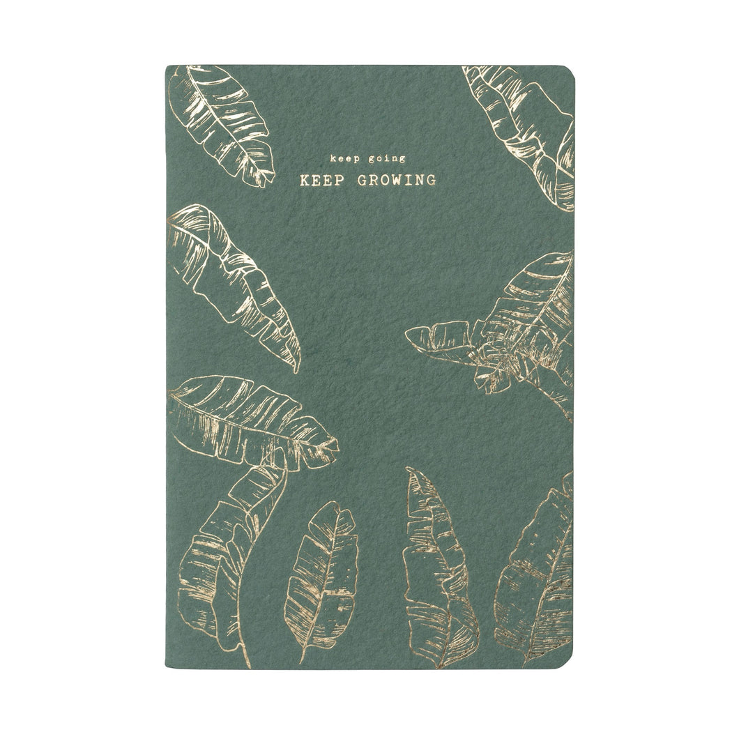 A Beautiful Story notebook Keep Growing donkergroen met bladeren