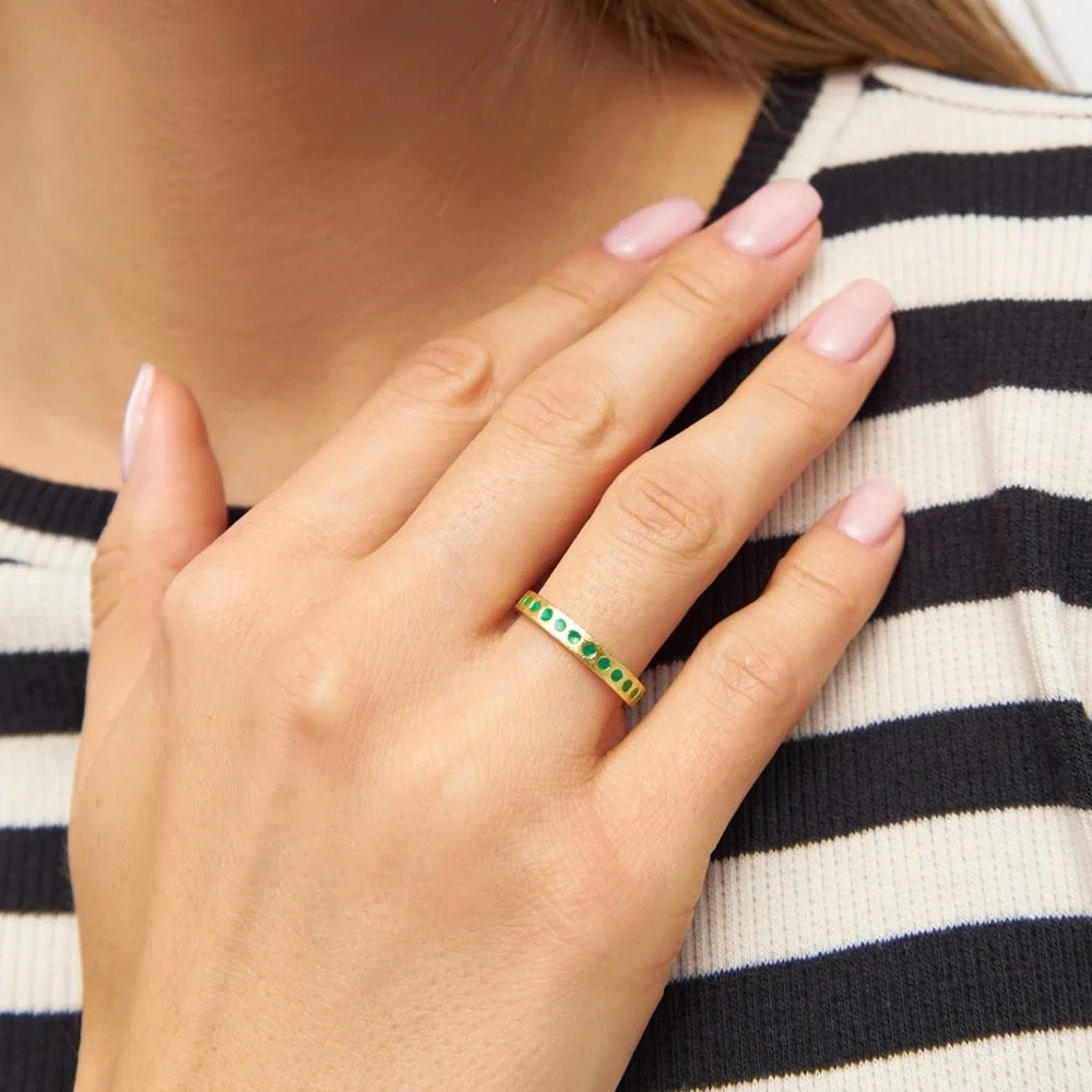 Ring - Pattern Gold plated green