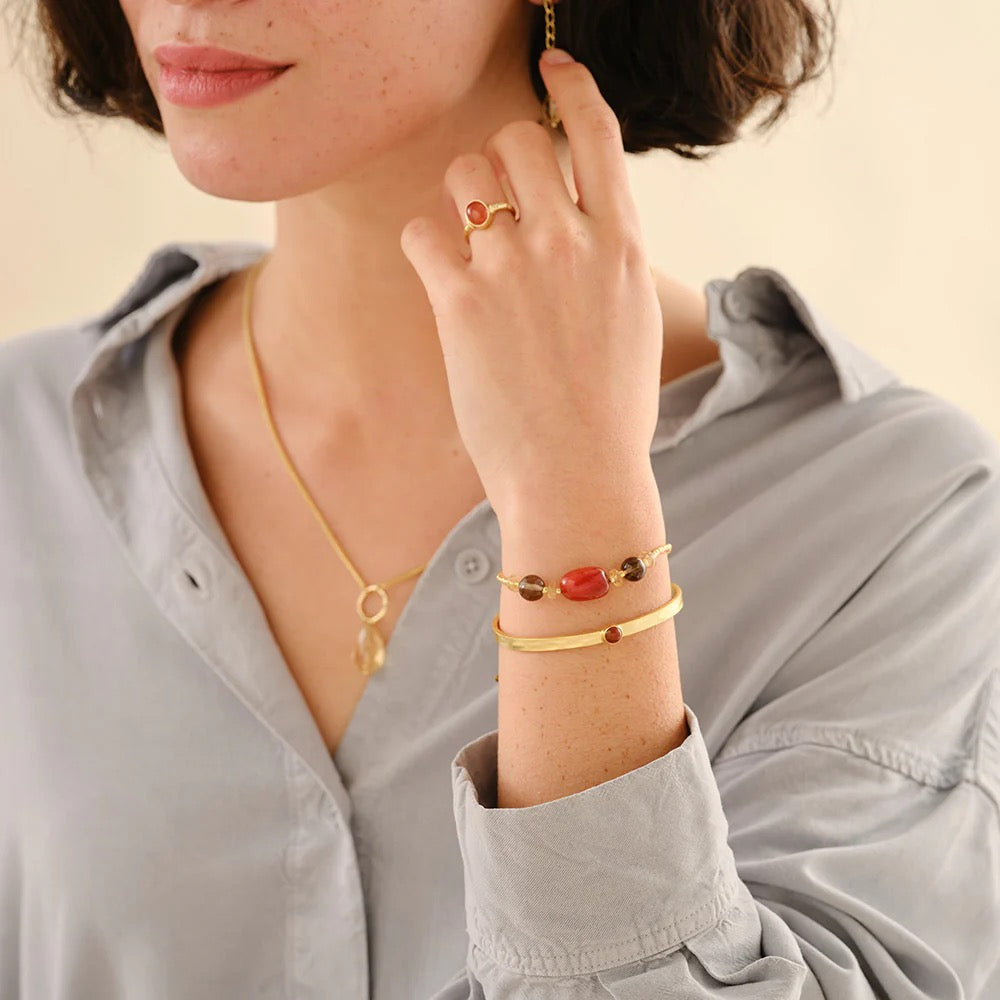 Armband Excited Carnelian Smokey Quartz Citrine