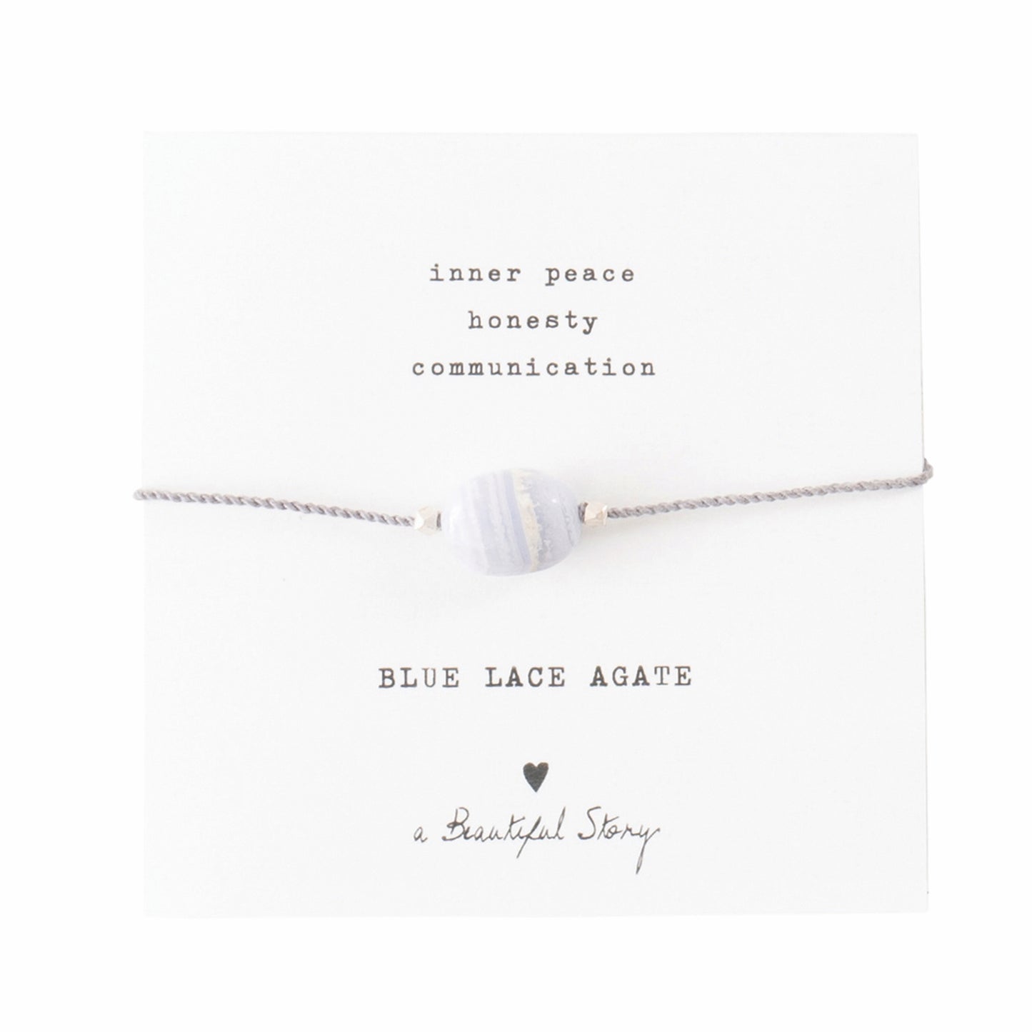 A Beautiful Story armband op kaartje gemstone card Blue Lace Agate