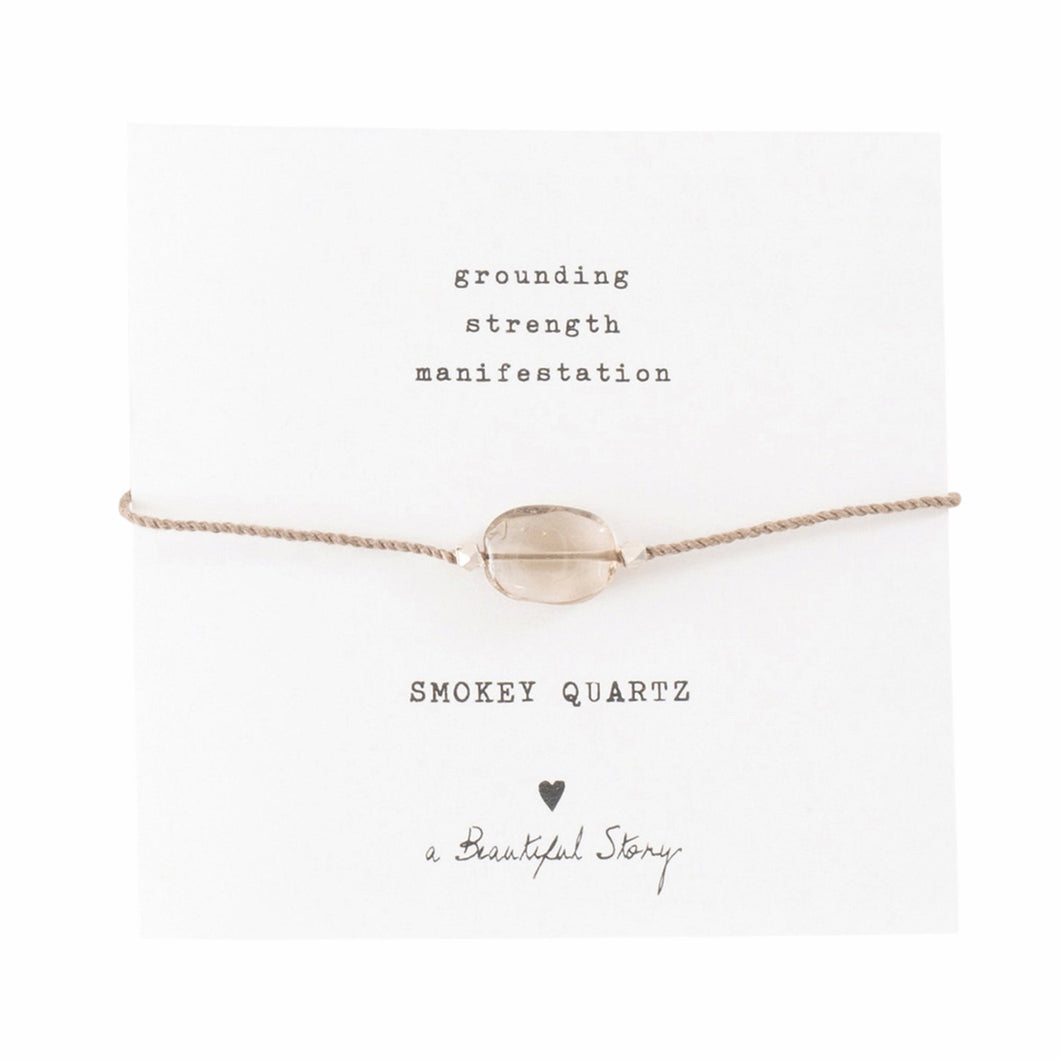 A Beautiful Story armband op kaartje gemstone card smokey quartz