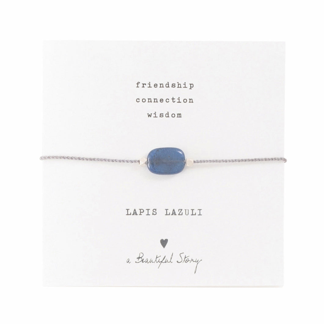 A Beautiful Story armband op kaartje gemstone card lapis lazuli