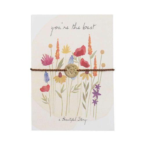 A Beautiful Story postcard Flowerfield met tekst You are the best met armband hartjes