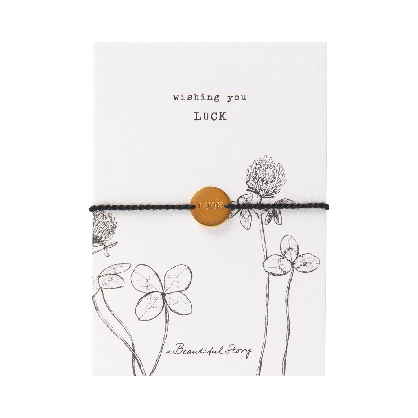 A Beautiful Story postcard Wishing you Luck met armband luck