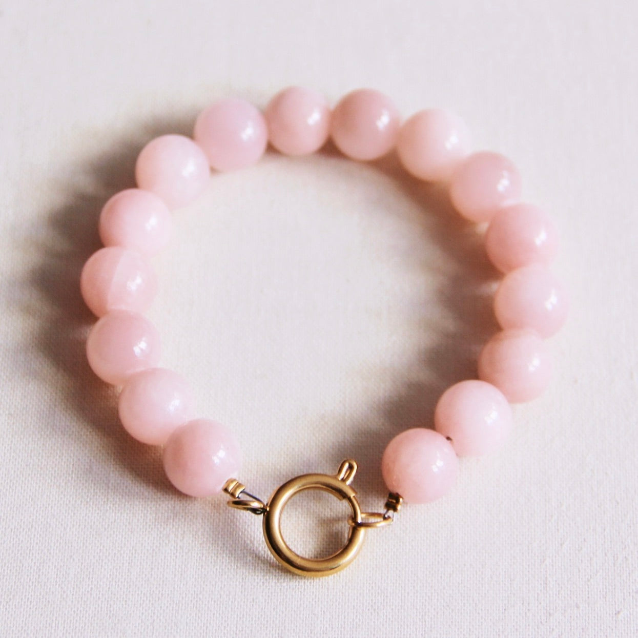 Kralenarmband XL natuursteen lichtroze