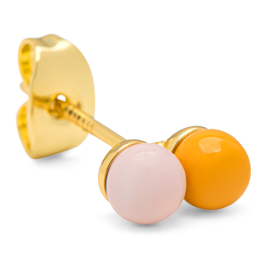 Oorbel Double Color Ball - Silk Light Pink-Sunflower (1 stuk)