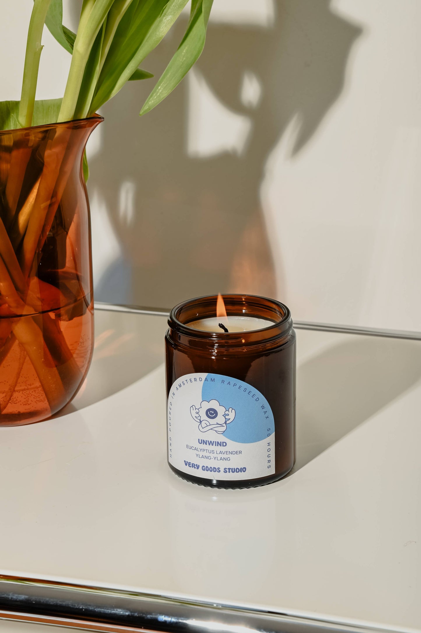 UNWIND/amberkleurige glazen potten van 170 ml/45-50 uur
