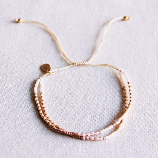 Miyuki armband dubbel nude-wit-taupe