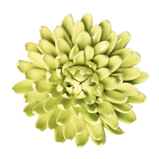 Wandbloem keramiek - Yellow Green Pompom Mum