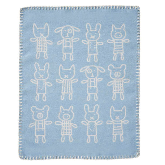 Katoenen wiegdeken Little Bear Blue