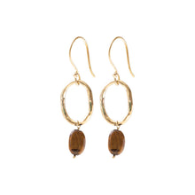 Charger l&#39;image dans la galerie, Boucles d&#39;Oreilles Gracieuses Oeil de Tigre Or
