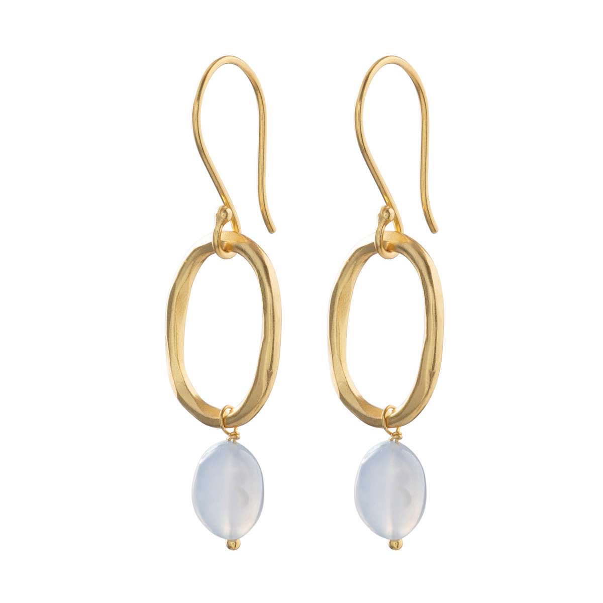 Boucles d'oreilles Gracieuses Agate Bleue Or