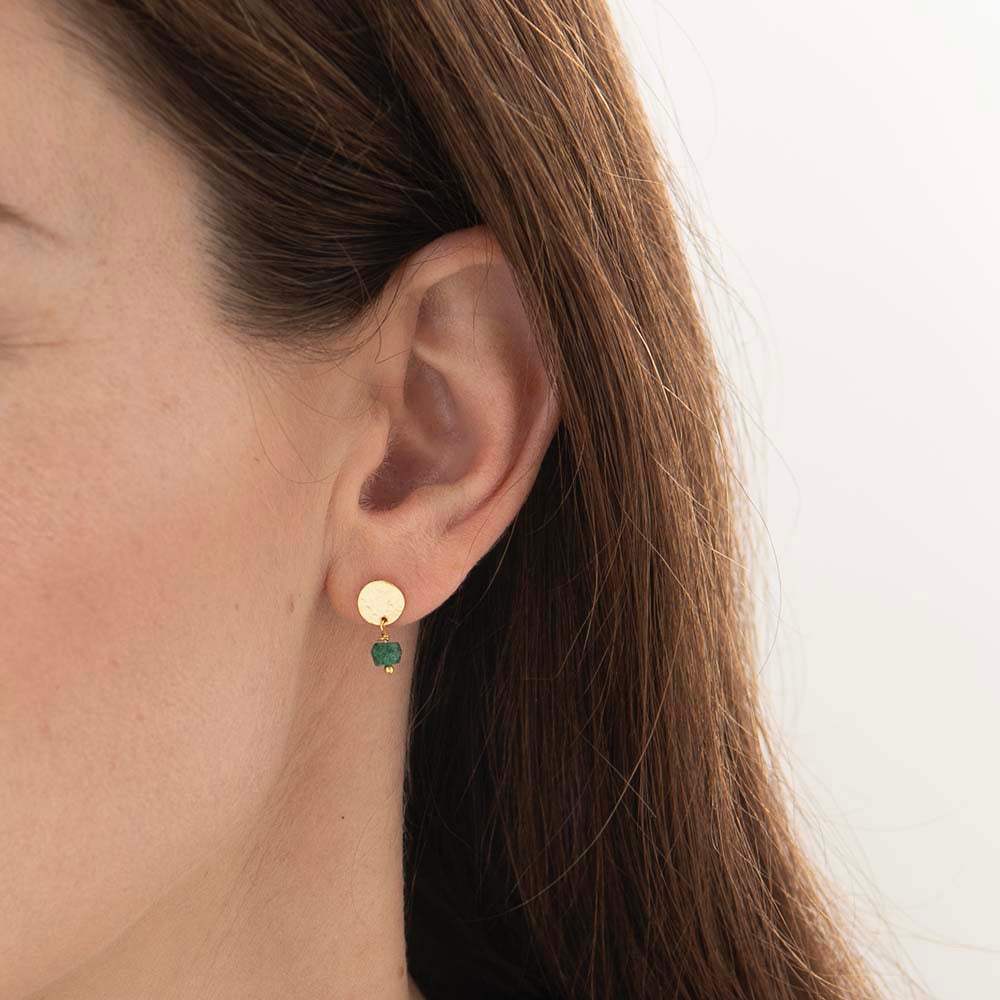 Boucles d'Oreilles Mini Coin Aventurine Or