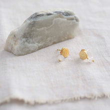 Load image into Gallery viewer, Earrings Mini Coin Moonstone Gold
