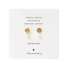 Afbeelding in Gallery-weergave laden, Oorbellen mini coin maansteen goud A Beautiful Story
