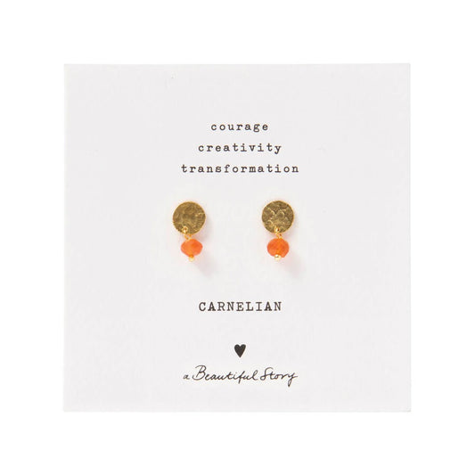 Oorbellen Mini Coin Carnelian Gold