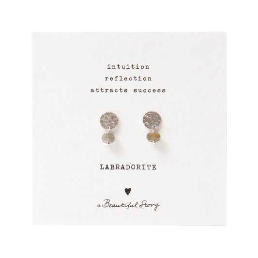 Oorbellen Mini Coin Labradoriet Silver