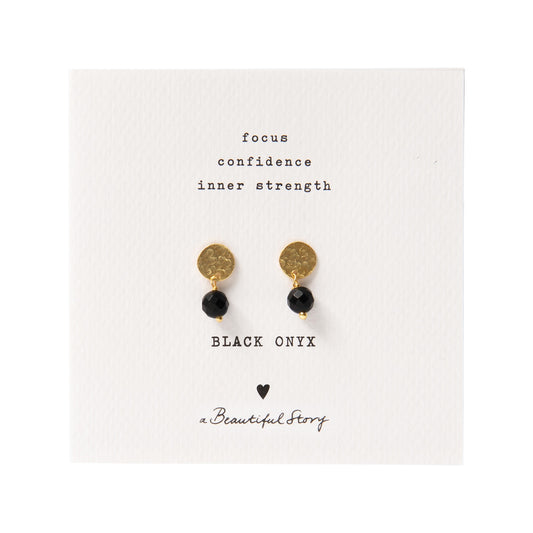 Oorbellen Mini Coin Black Onyx Gold