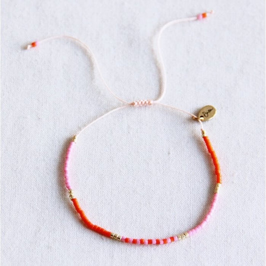 Miyuki armband enkel roze-oranje