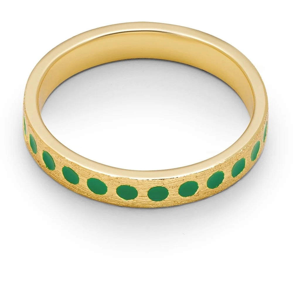Ring - Pattern Gold plated green