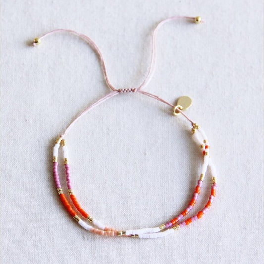 Miyuki armband dubbel wit-oranje-paars
