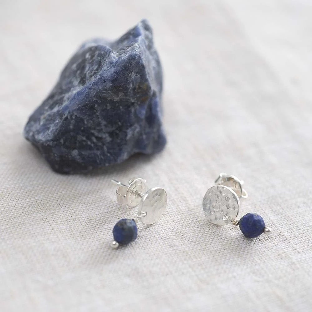 Boucles d'Oreilles Mini Pièce Lapis Lazuli Or