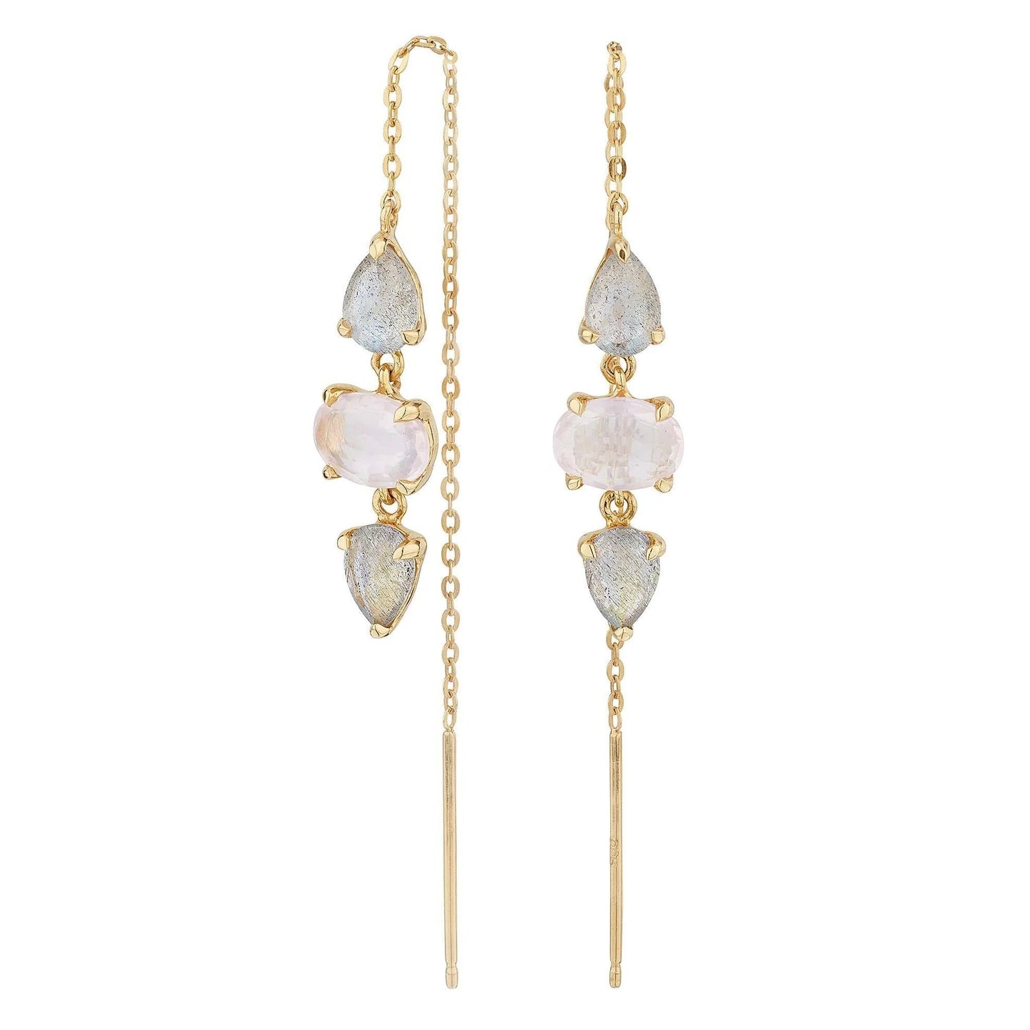 Oorbellen Chandra - labradoriet-rozenkwarts