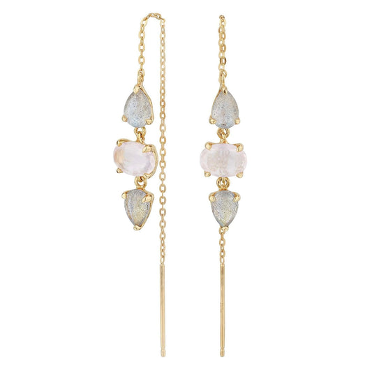 Oorbellen Chandra - labradoriet-rozenkwarts