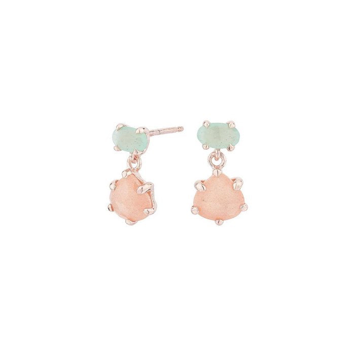 Oorbellen Bhuvanershvari - aventurijn-roze maansteen