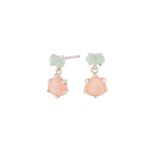 Oorbellen Bhuvanershvari - aventurijn-roze maansteen