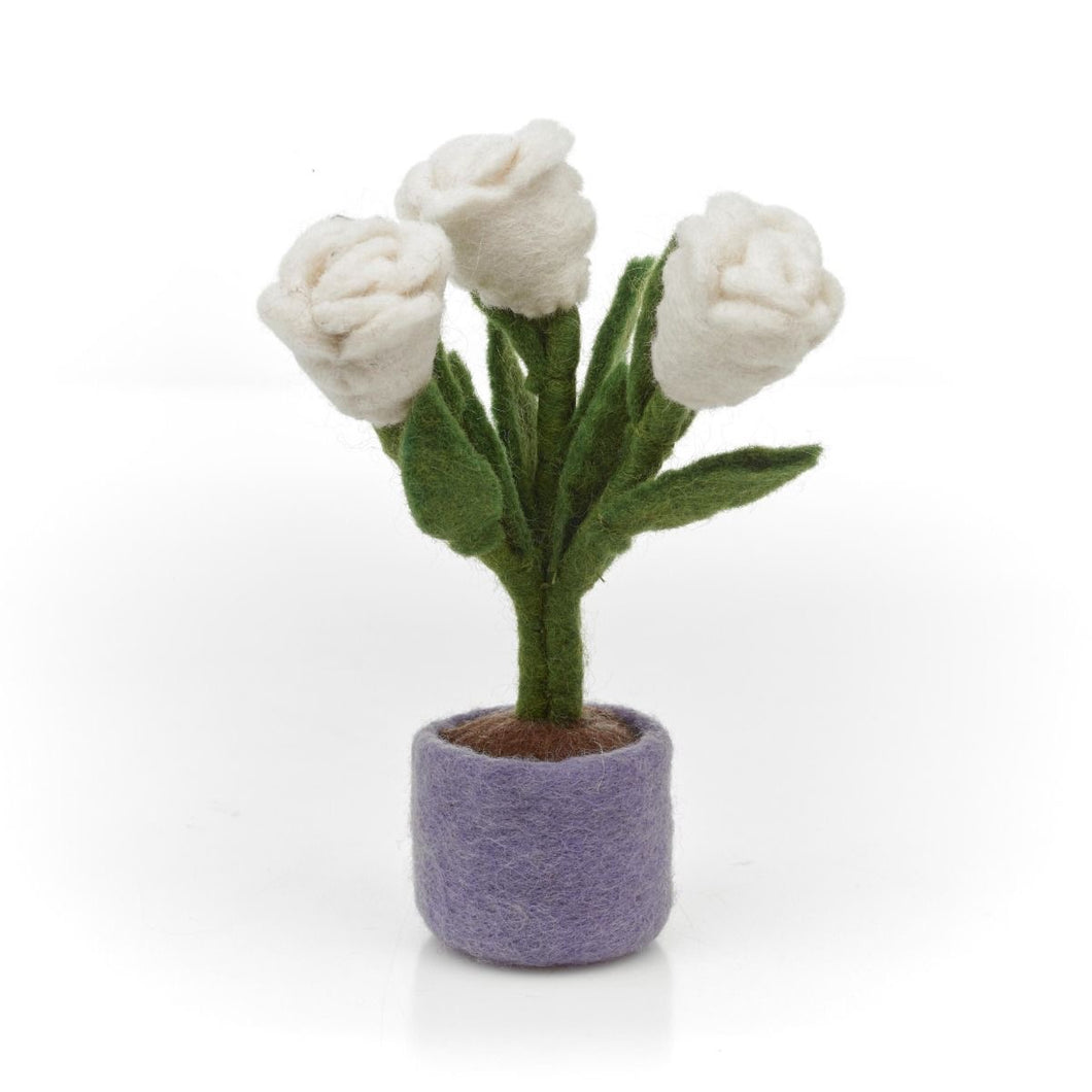 Tulipe blanche en feutre