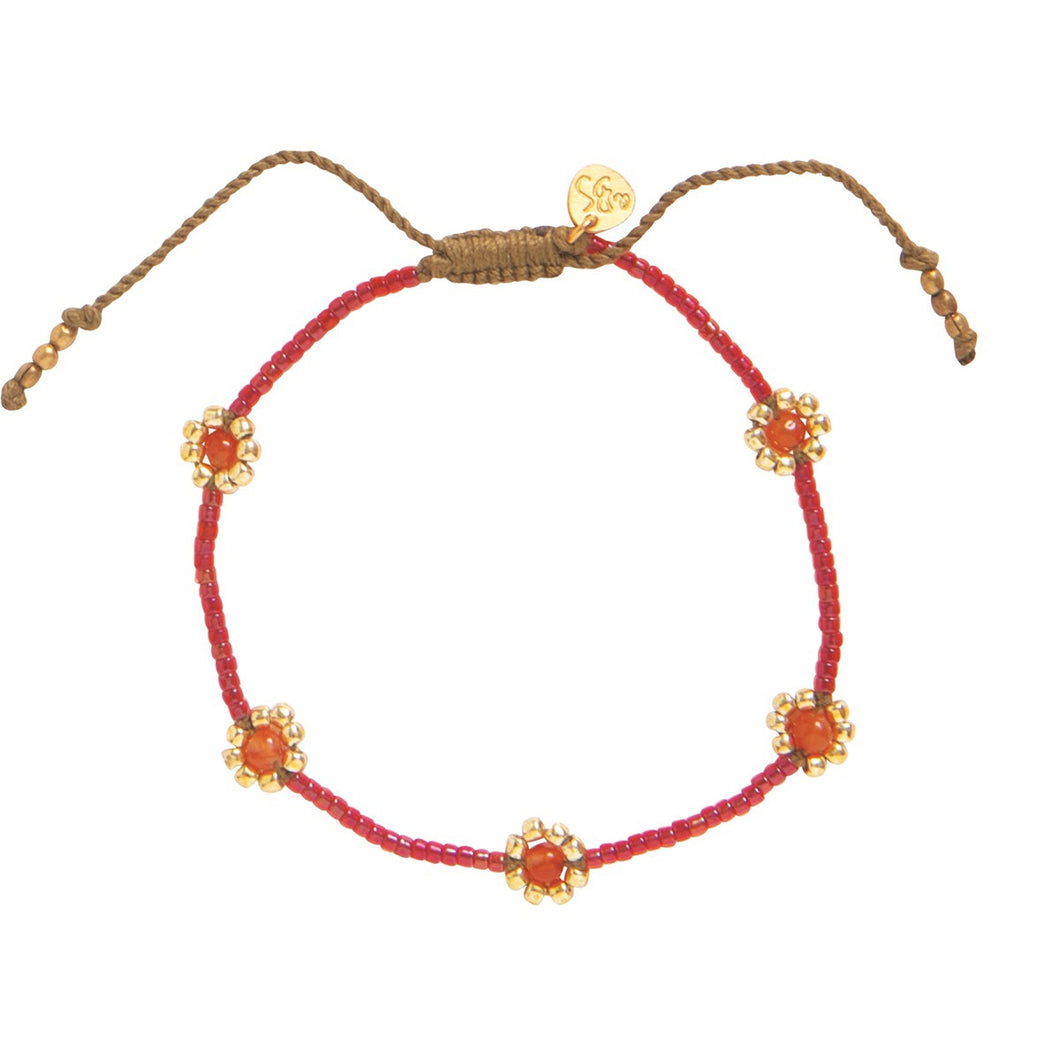 A Beautiful Story sieraden armband Botanic Carnelian  roze oranje goud