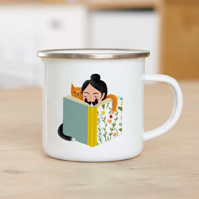 Emaille mok Book lady