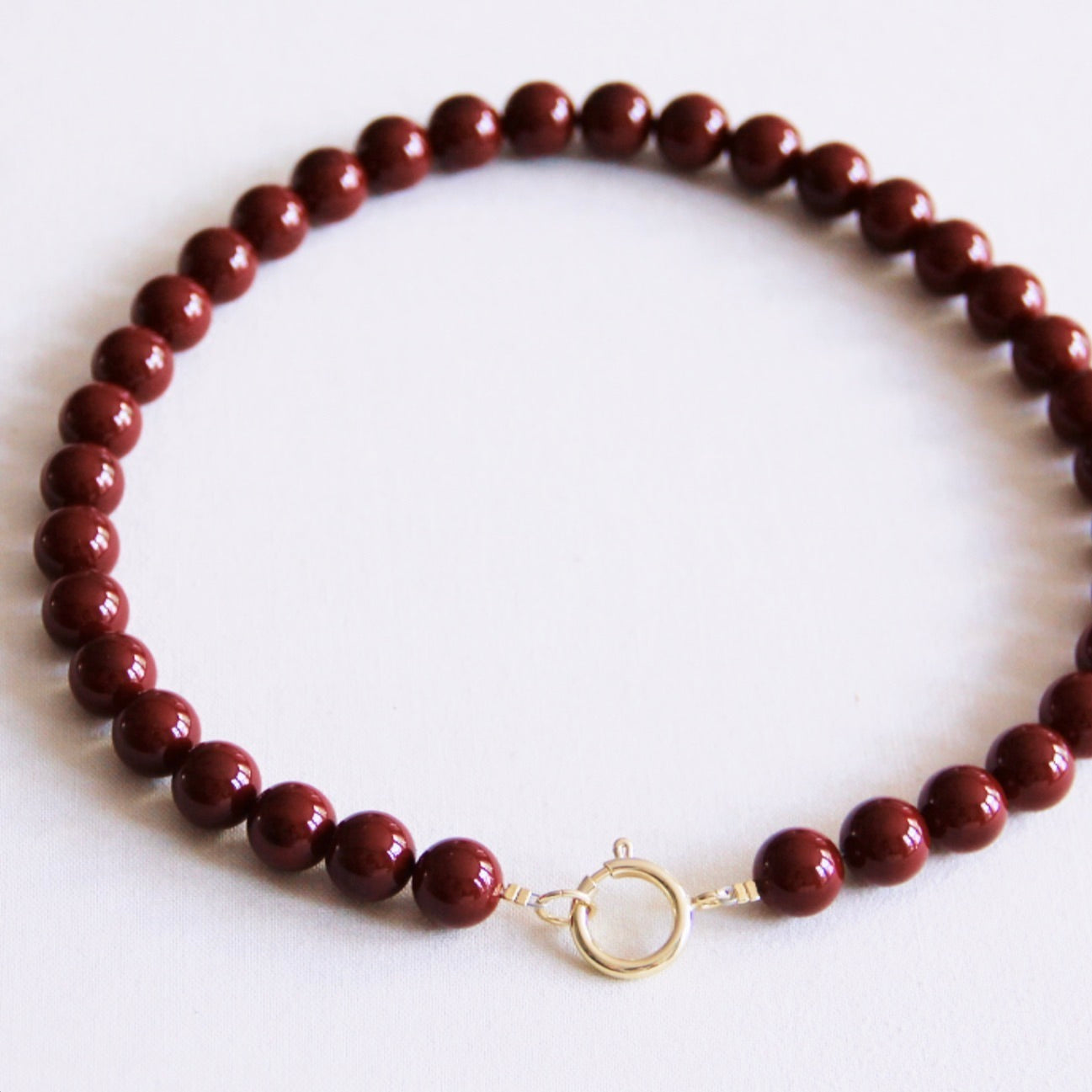 Kralenketting XL natuursteen - bordeaux rood