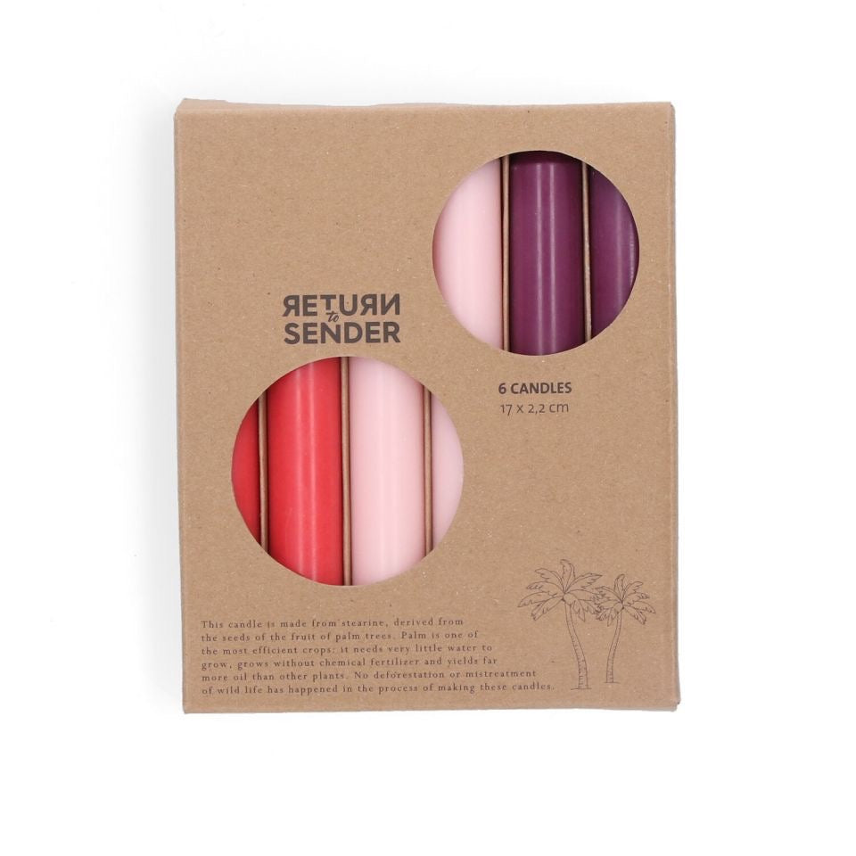 Dinerkaarsen 17 cm - set of 3 colors - Pink