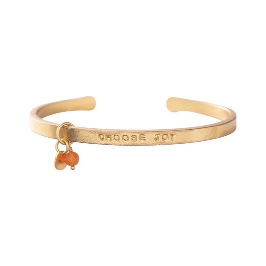 A Beautiful Story Pure Carnelian Choose Joy. Oranje met gold plated messing